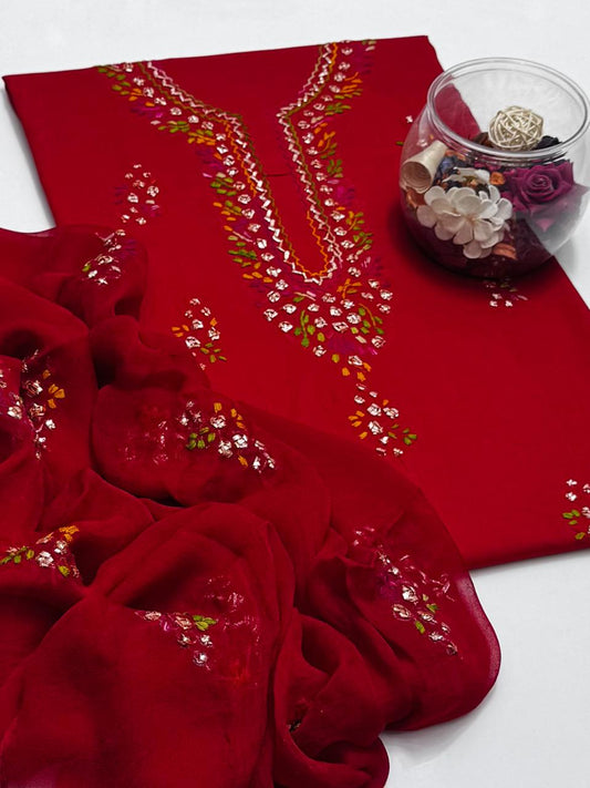 (B205) Lawn Handmade Pakka Gota Work Dress (3 pcs Unstitched)