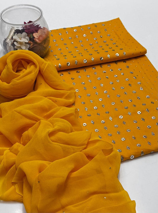 (B285) Lawn Handmade Mukesh work / 3 Pcs Dress