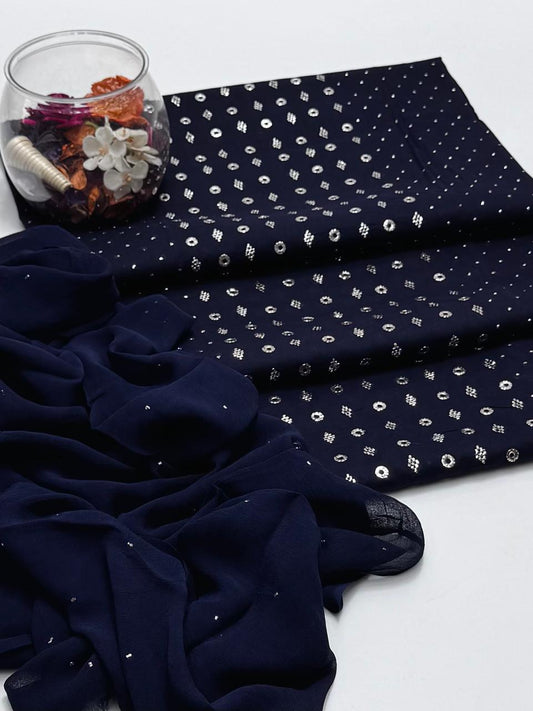 (B285) Lawn Handmade Mukesh work / 3 Pcs Dress