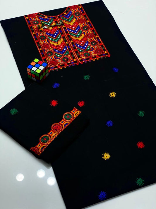 (A75) Polo Cotton Embroided Dress (2 pcs Unstitched)