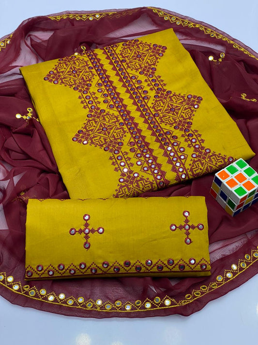 (A180) Cross Stitch Cotton Dress (3 pcs Unstitched)